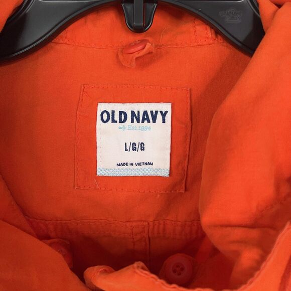 Old Navy Jacket Womens Large Orange Hooded Anorak Parka Utility Drawstring Waist - Picture 4 of 13